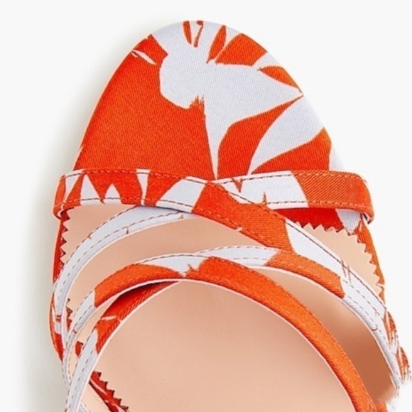 J. Crew Stella In orange and blue Ratti Falling Leaves glitter strappy heels - Picture 3 of 7